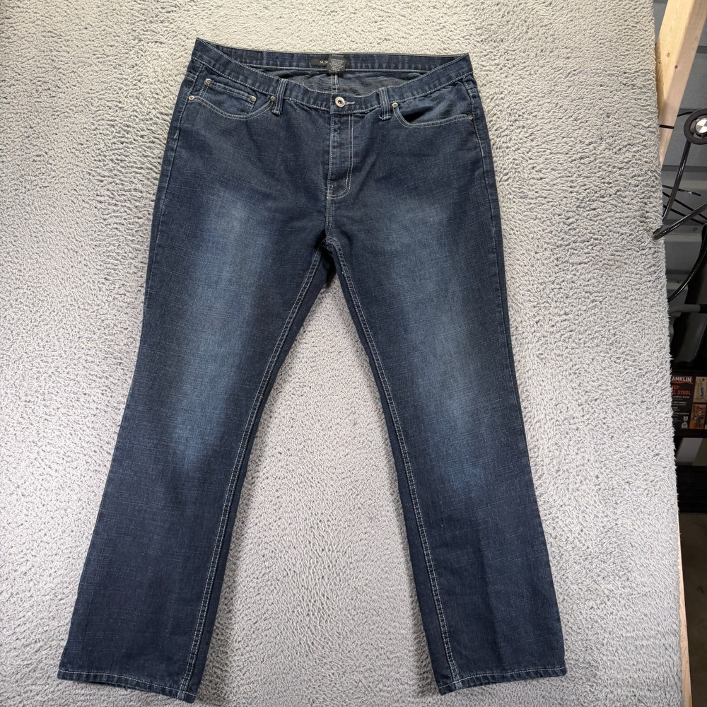 Vintage M.Society Jeans Mens 39x32 Blue Cotton Denim Straight Faded Travel Baggy